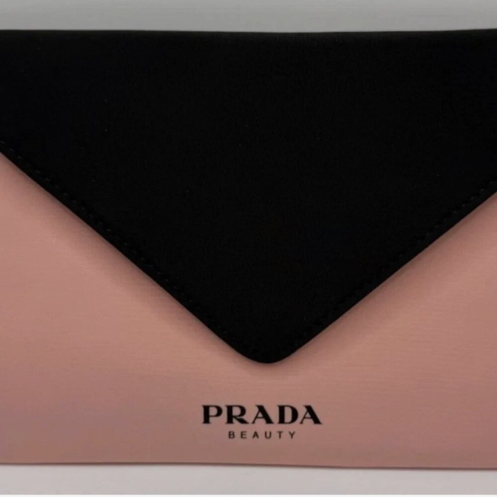 New Prada Beauty Envelope Pouch - Pink and Black Clutch Cosmetic Bag - GWP